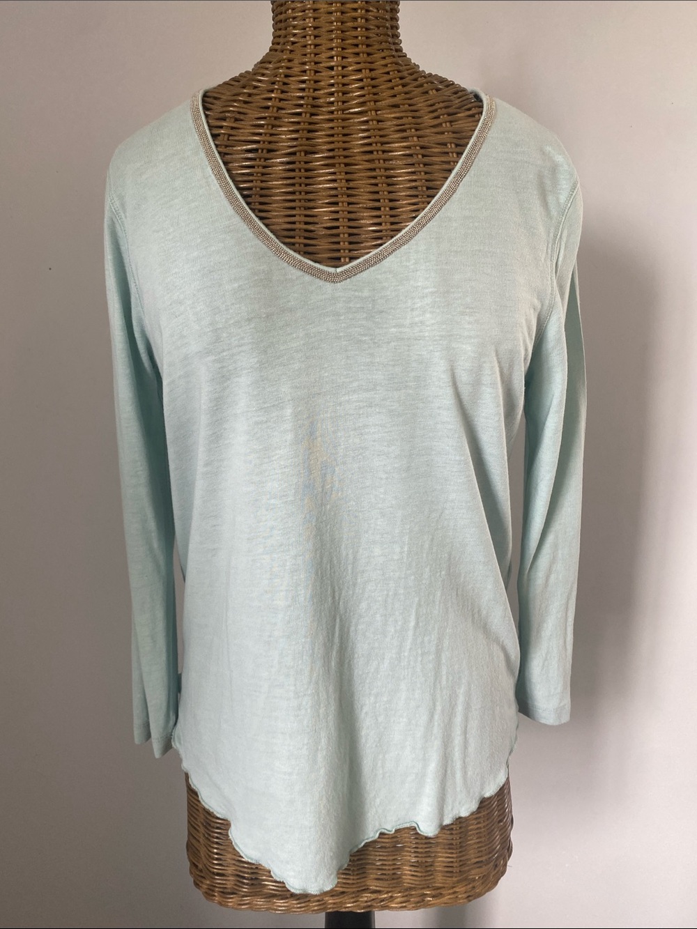 Wrap London Pale Mint V-Neck Long Sleeve Top